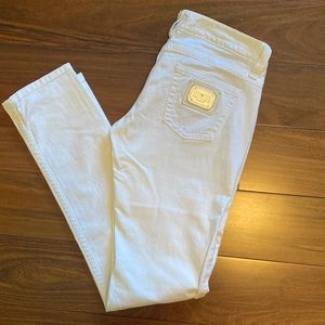 Jean Paul Gaultier white jeans size 29 but fit’s smaller, more like 26-27.